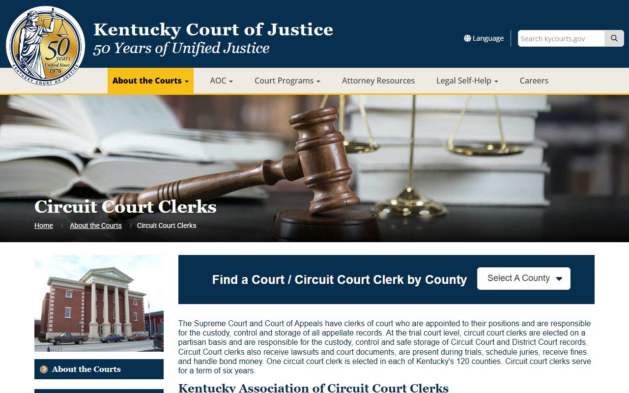 Breathitt County court dockets Kentucky county court information directory