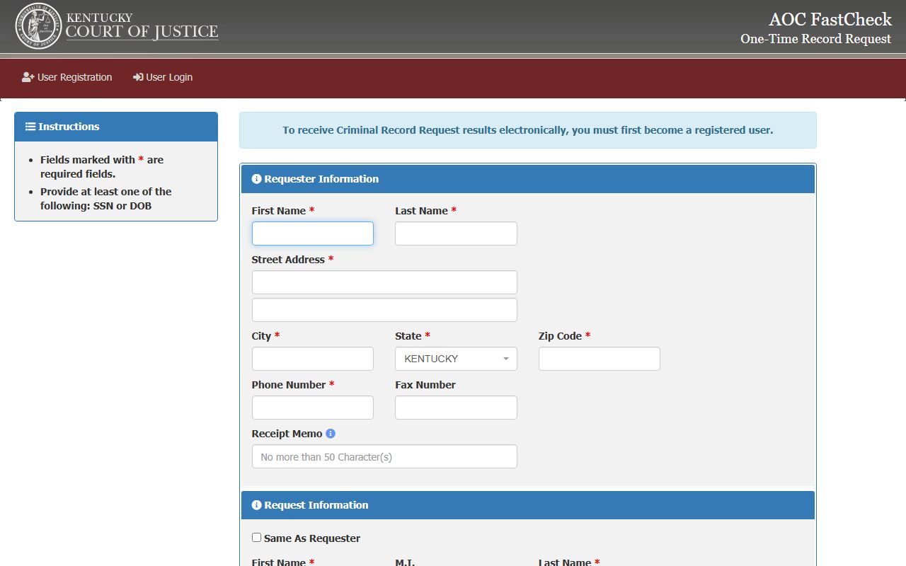 Breathitt County criminal court records AOC FastCheck portal