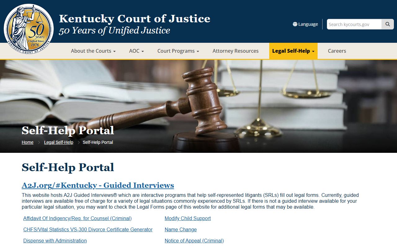 Breathitt County criminal court records Kentucky self-help portal