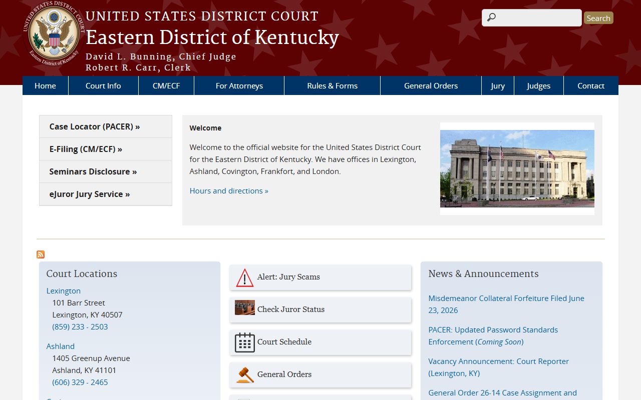 Breathitt County Circuit Court records and Eastern District federal court distinction