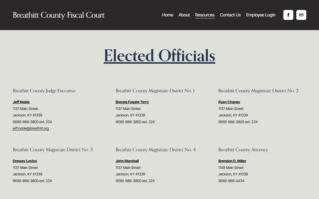 Breathitt County court records fiscal court officials