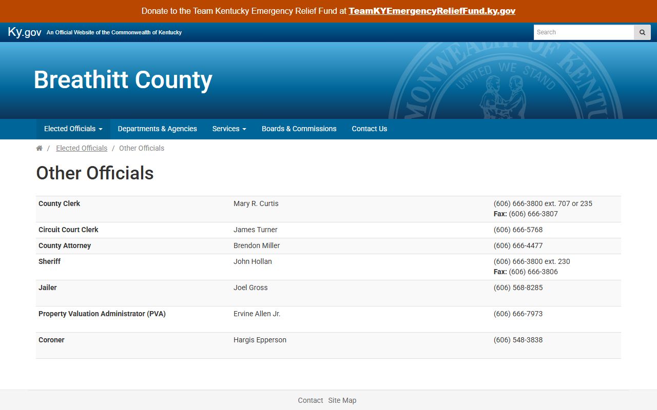 Breathitt County court records elected officials
