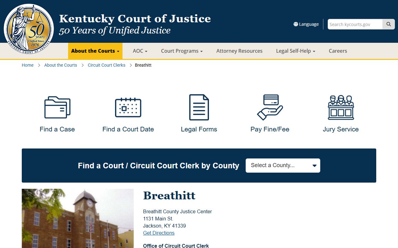 Breathitt County court records justice center