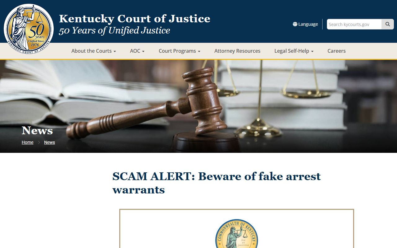 Breathitt County warrant records Kentucky warrant scam warning